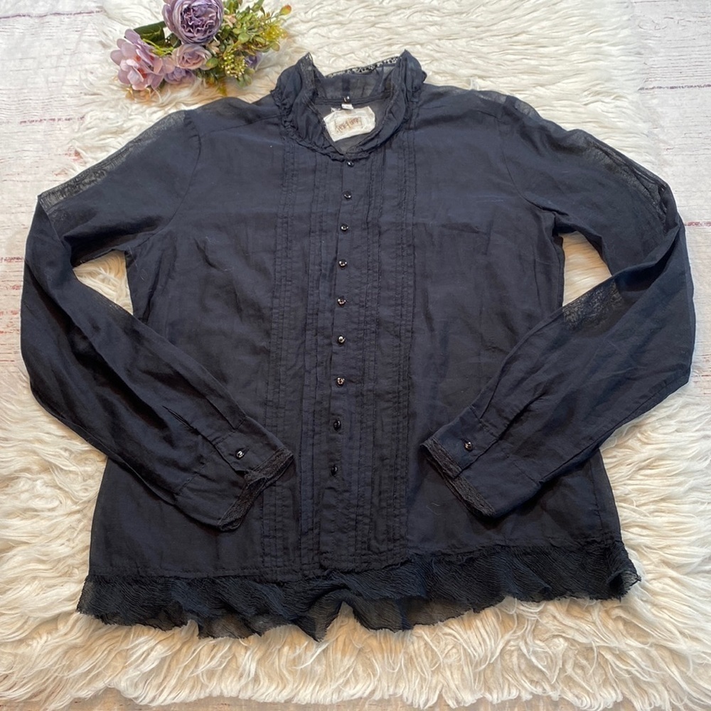 Johnny Was Black Button Down Shirt